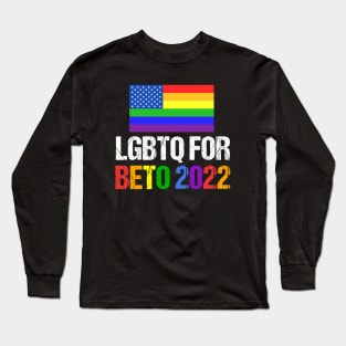 LGBTQ for Beto 2022 Rainbow Flag Long Sleeve T-Shirt